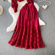 Skirt Sets Women Clothing Temperament Two Piece Set Patchwork Lace Blouses High Waist Hollow Out Long Skirts Suit Summer Outfits