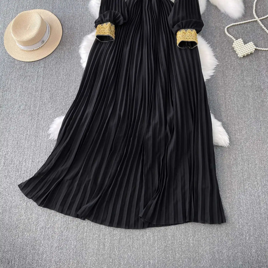 Floor Length Formal Evening Luxury Dress Women Summer Autumn See Through Crochet Crystal Beaded Long Sleeve Maxi Chiffon Dresses