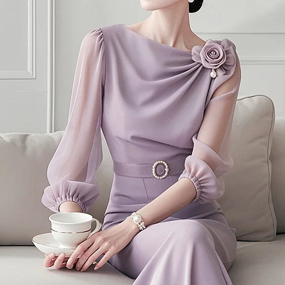 Early Autumn Women's  New Style Cool and Relaxed Light Luxury High-end French Purple Three-dimensional Flower Top