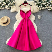 High-waisted, plain A-line formal dresses with thin straps, high quality