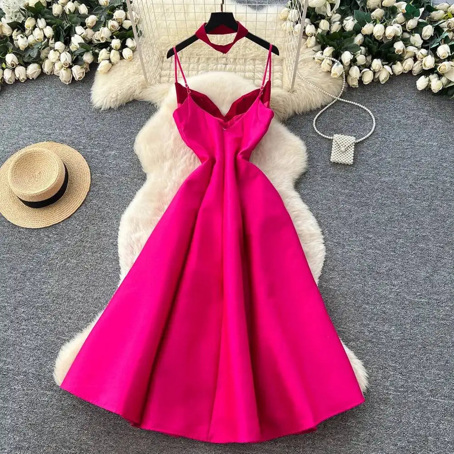 High-waisted, plain A-line formal dresses with thin straps, high quality