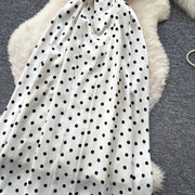 Sexy Backless Polka Dot Maxi Dress High Waist Slimming Summer Korean Style Sleeveless Women's Dress