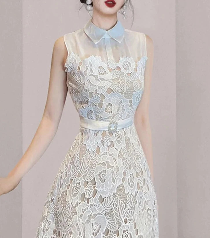 High quality sleeveless elegant lace dress