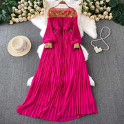 Floor Length Formal Evening Luxury Dress Women Summer Autumn See Through Crochet Crystal Beaded Long Sleeve Maxi Chiffon Dresses