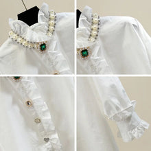 High Quality Long Sleeve Ruffle Collar Diamond Button Shirts