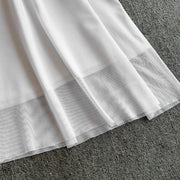 Celebrities Metal Buckle Square Collar with Chest Pad Dress Women's High-end Lace Splicing Mesh Yarn Streamer Elegant Long Dress