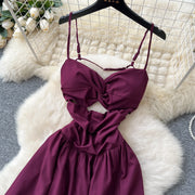 Elegant off-the-shoulder dress with a slit, sexy, openwork, plain, French-style, fashionable, stretchy, fitted, high-quality