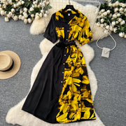 Chic Single Breasted Spliced Elegant Korean Fashion Fairy Sexy High Waist Vestidos Summer High Street Women Vacation