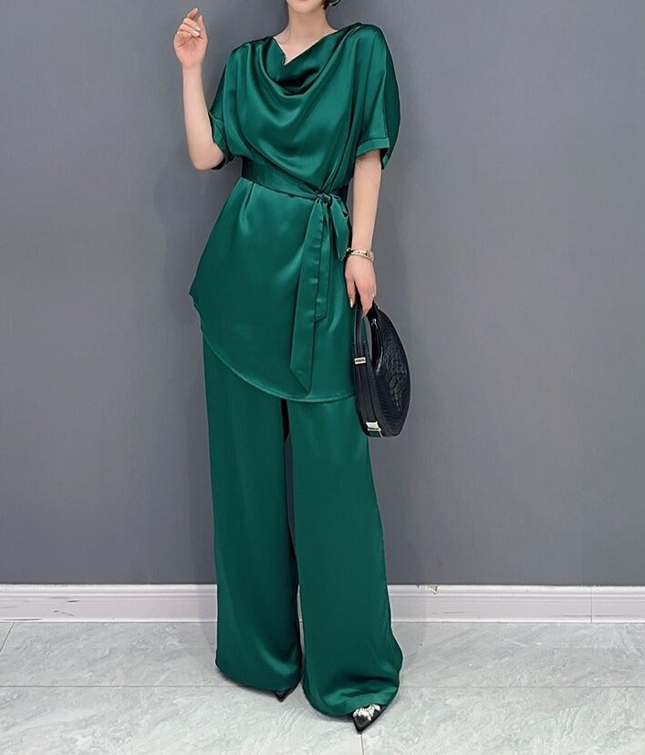 High Quality Solid Color Elegant 2 Piece Long Set