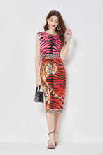 High Quality Vintage High Waist Sleeveless Leopard Dress