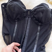 Women's Sexy Hollow Out Waist Pencil Mini Dress Pleated Waist Streamer Wrapped Hip Dress High Quality