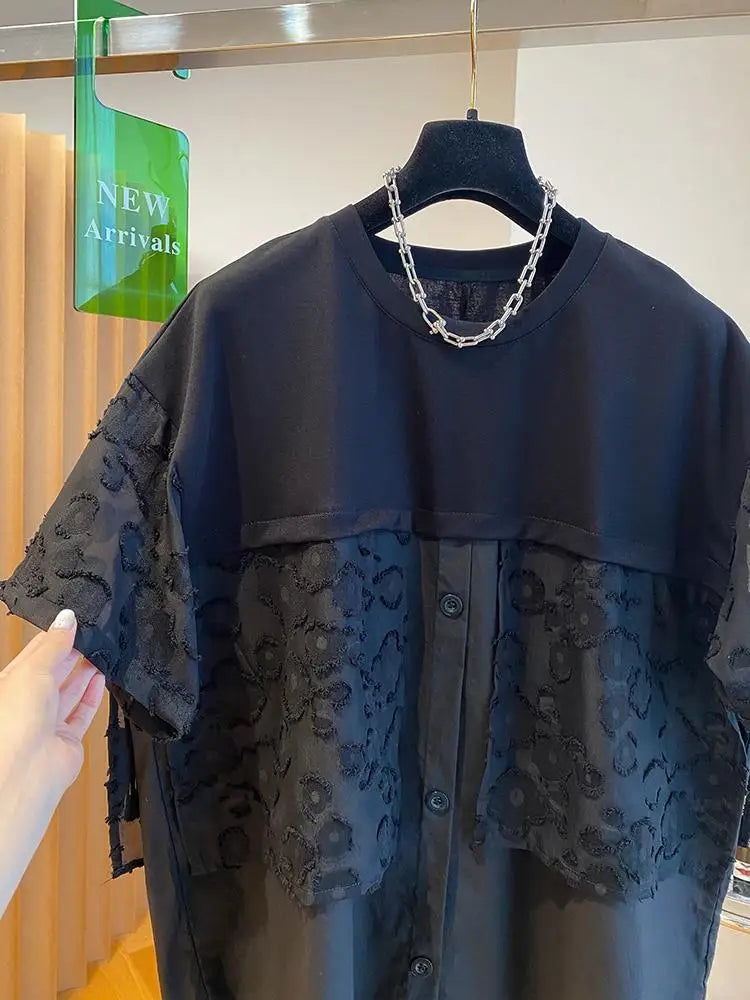 High Quality Loose Black Short Sleeve Shirts