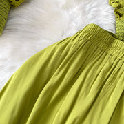 Skirt Sets Women Clothing Temperament Two Piece Set Patchwork Lace Blouses High Waist Hollow Out Long Skirts Suit Summer Outfits