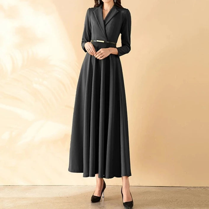 High quality long sleeve collar elegant dress Yellow / S High quality long sleeve collar elegant dress Yellow / S