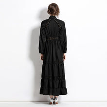 High Quality Elegant Long Sleeve Black Lace Maxi Dress