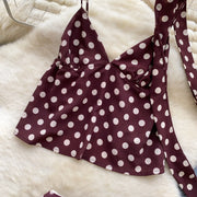 Retro Polka Dot Skirt Set Women Summer Sweet Style Fashion Temperament Camisole Top and Fashion Bodycon Skirt Women Skirt Set