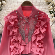 High Quality Sequin Ruffle Long Sleeve Blouses