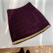 Small fragrance female high-grade single-breasted short coat temperament high-waist skirt two-piece