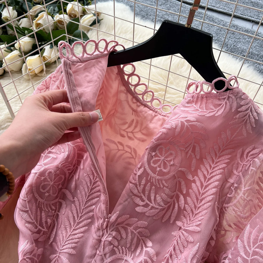 Cake Dress Women Long Dresses High Waist Vestidos Full Sleeve Elegant Splice Y2k Streetwear Work Party Night Ruffles High Waist