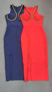 Red Blue Color Women Sexy Off the Shoulder Bodycon Long Dress Rayon Bandage Fashion Nightclub Party Celebrate Costume Outfit