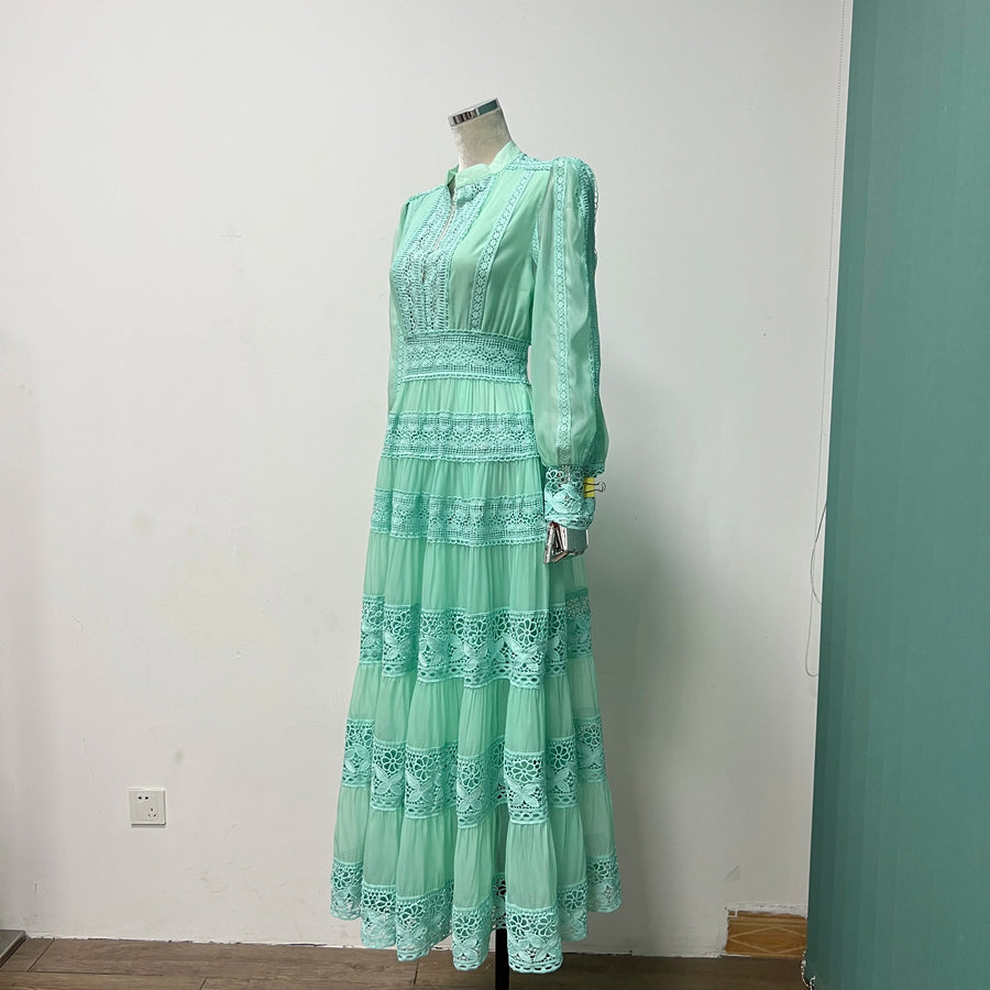 Style retro court style V-neck waist lace mesh patchwork dress fairy s ETERNA Style retro court style V-neck waist lace mesh patchwork dress fairy s ETERNA