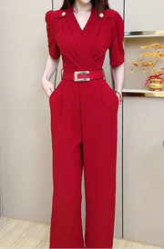 New Arrival Fashion Workout Sexy V-neck Buttons Fitness Sports Romper Jumpsuit for Women Summer Ladies Fmelae