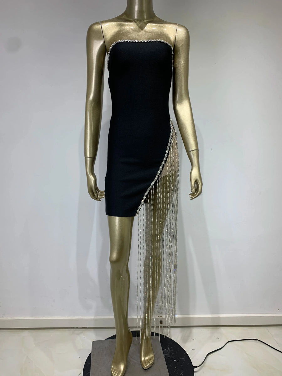 High Quality Black Diamonds Backless Strapless Sexy Bodycon Dress ETERNA High Quality Black Diamonds Backless Strapless Sexy Bodycon Dress ETERNA