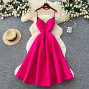 High-waisted, plain A-line formal dresses with thin straps, high quality
