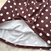French Fashion Coffee Color Polka Dot Camisole Pure Desire Style Dress Women Summer Sweet High Waist Slim A Line Dress Woman