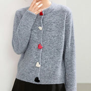 Elegant round neck long sleeve office knitted sweater high quality