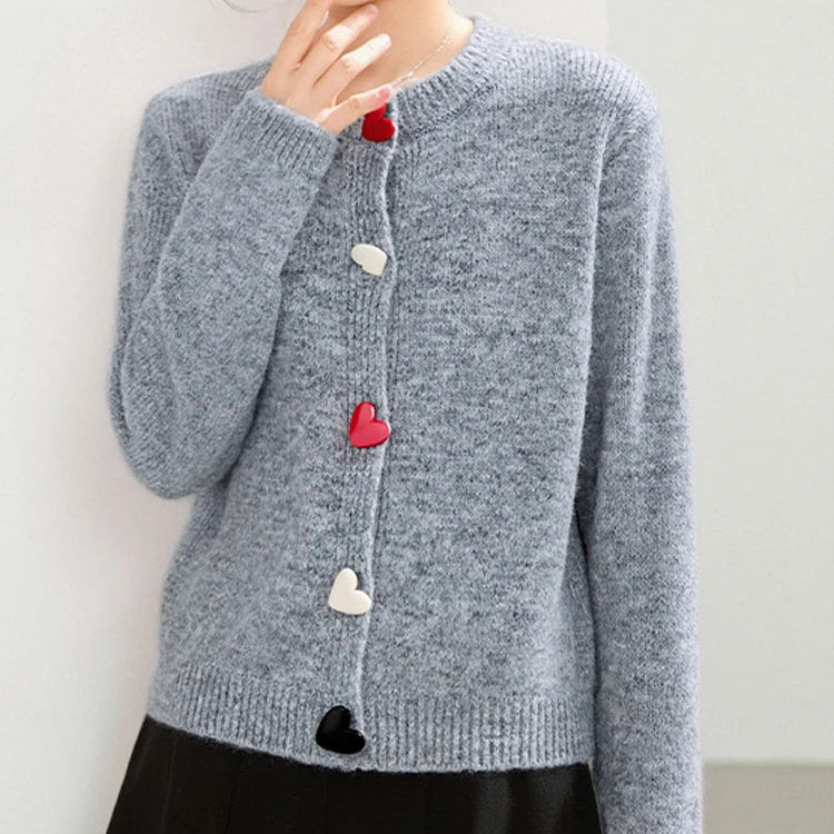 Elegant round neck long sleeve office knitted sweater high quality