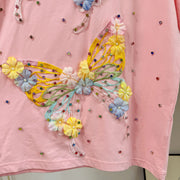 Fashion Butterfly Floral Beading Women's Set T-shirt and Shorts  Summer Active Two 2 Piece Sets Outfit Tracksuit
