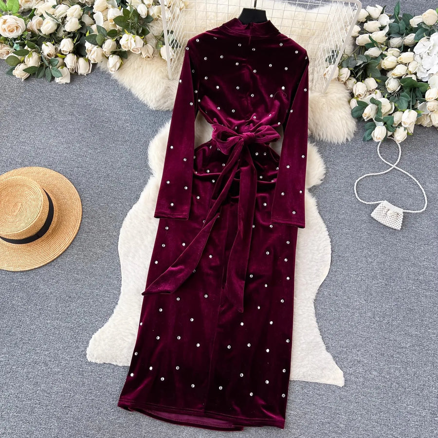 long sleeve thick dress Organic Cotton Long Sleeve Maxi Dress - Black