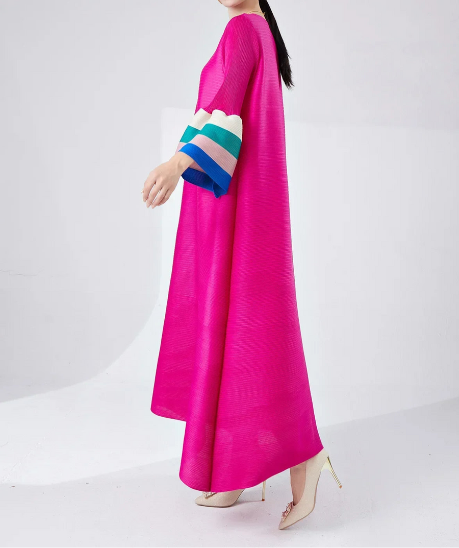 High-end V-neck Flare Sleeves High-end Pleated Elegant Dress