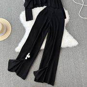 3-piece suit coat, high-waisted zip-up vest + high-quality wide-leg pants