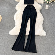 2 Piece Sets High Quality Skinny Crop Tops + Long Flare Pants