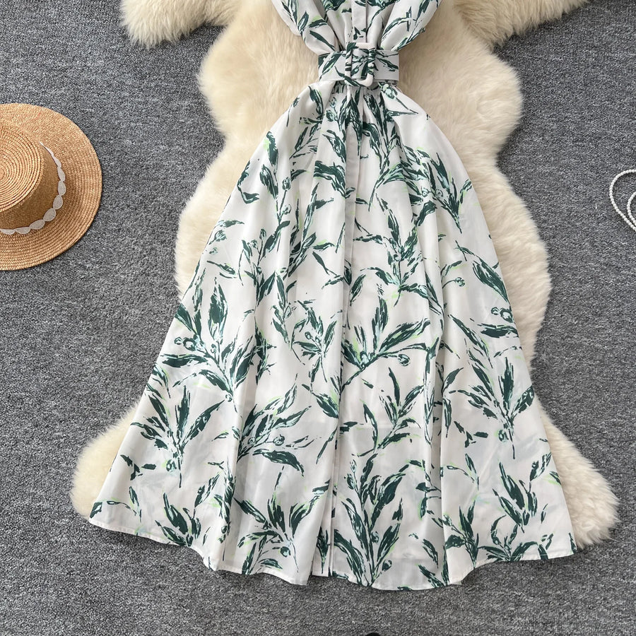 Dress Women Long Dresses High Waist Vestidos Polo Collar Short Sleeve Elegant Splice Y2k Streetwear Work Party Night Print