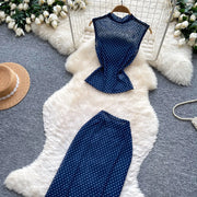 French-style gentle polka dot sleeveless two-piece set for women Summer slim-fit elegant business suit