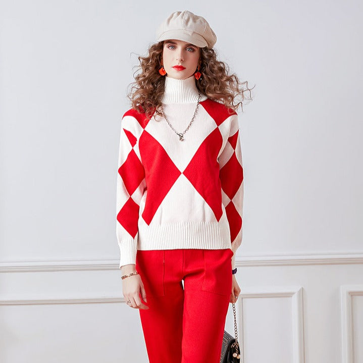 Two Piece Set Turtleneck Long Sleeve Sweater + High Quality Harem Pant