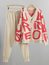 High quality cardigans V-neck sweater + vest + pencil pants three-piece set