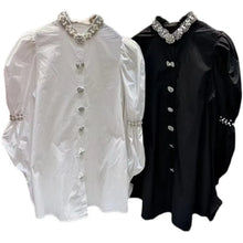 Quality Single Breasted and Diamonds Long Puff Sleeve High Quality