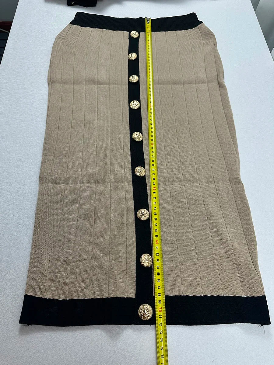 Round Neck Slim Short Sweater Skirts Set+Vintage Knitted Skirts