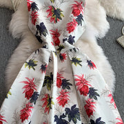 Fashion Elegant Print Sleeveless Dress Women 2026 Summer New Slim Waist Gown Ball Big Swing Robe Fresh Temperament Vestidos