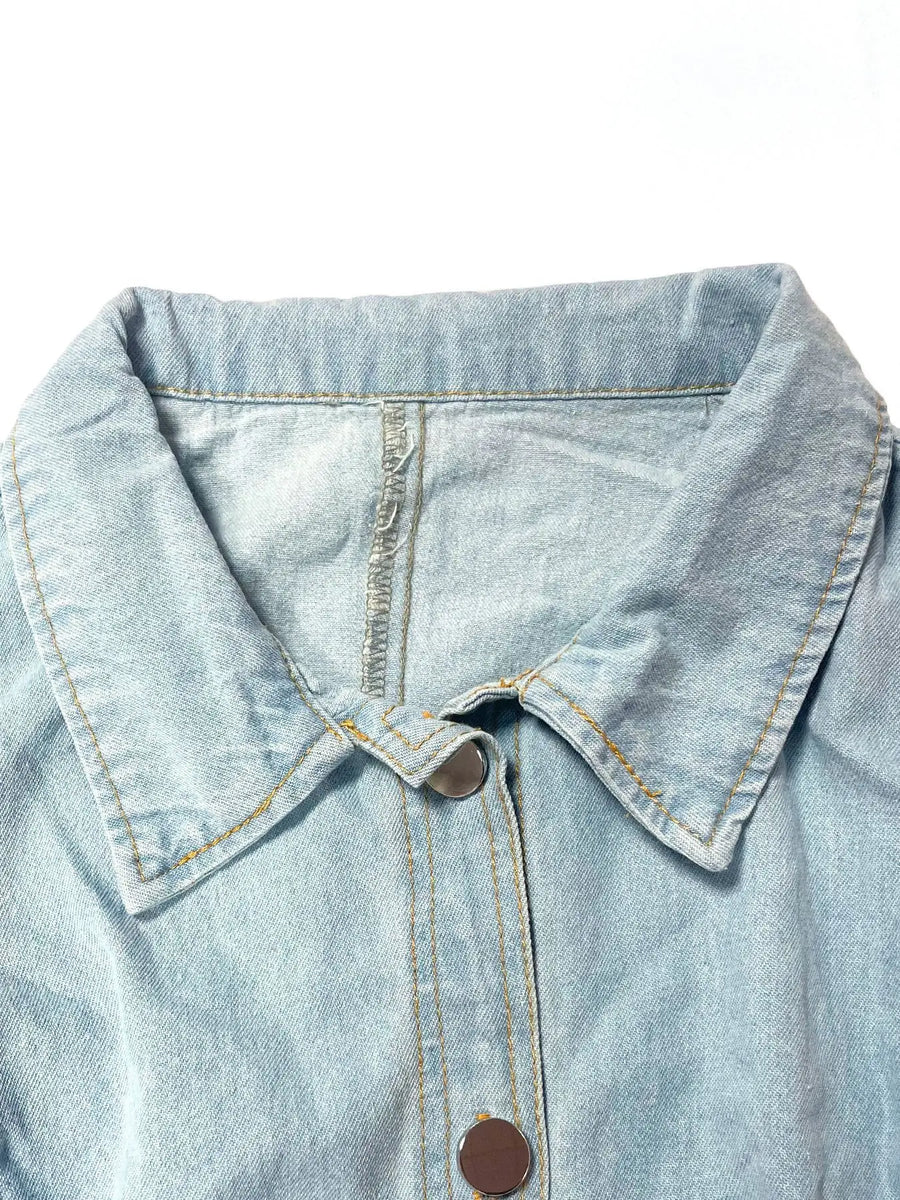 Long Dress Women Denim Dresses A Line Vestidos  Streetwear Turn Down Collar Sleeveless Elegant Casual Loose