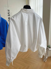 High Quality Long Sleeve Loose Vintage Plain Short Shirt
