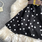 Fashion Sexy Halter Dress Women Summer Belt Waist Slim Fit Polka Dot A Line Party Daily Office Street Wear Chic Woman Dress