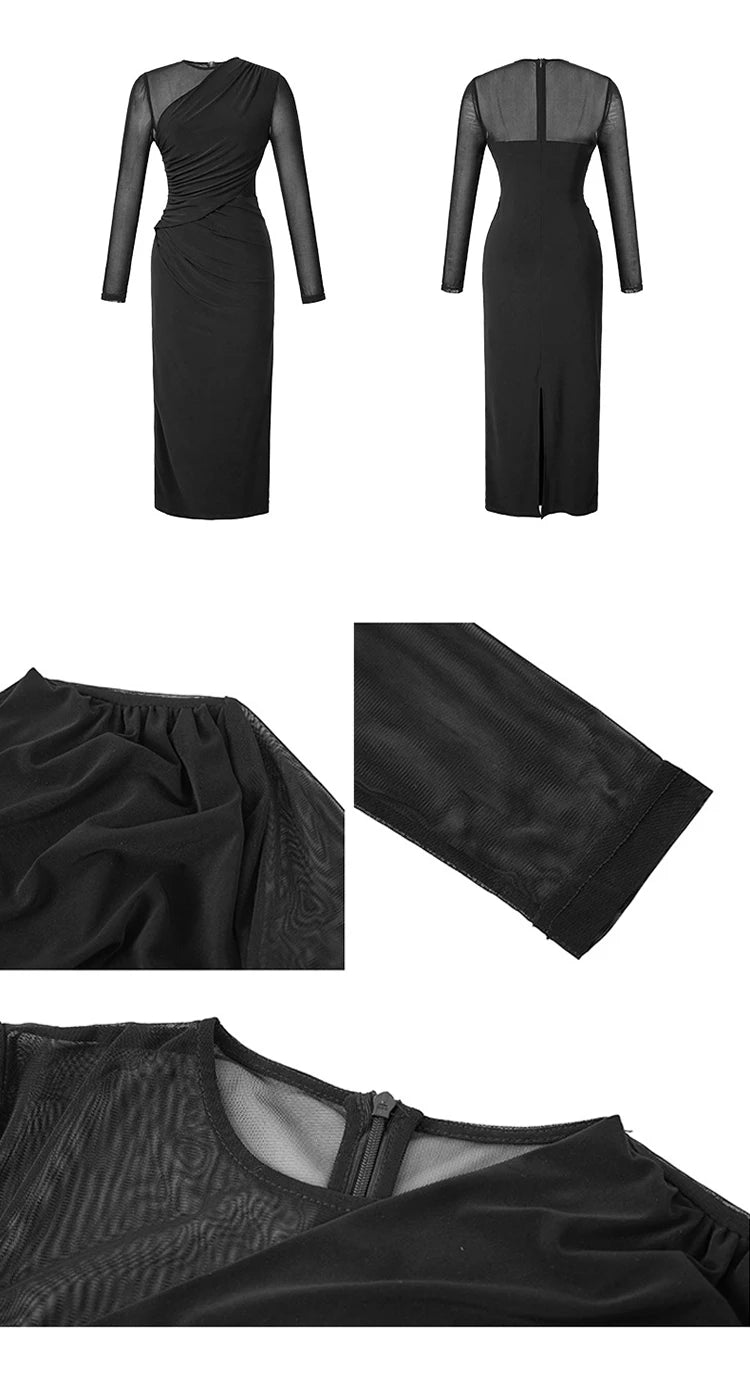 Women's French Sexy Midi Dress Woman Elegant Black Purple