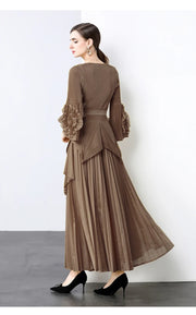 Miyake Spring Women's Clothing French Light Luxury Temperament Elegant Pleated Clothes Two-piece Set  Irregular Skirt 2025