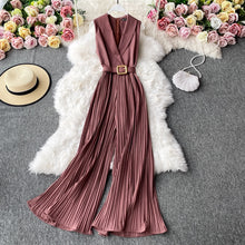 High quality belted wide leg short sleeve jumpsuit