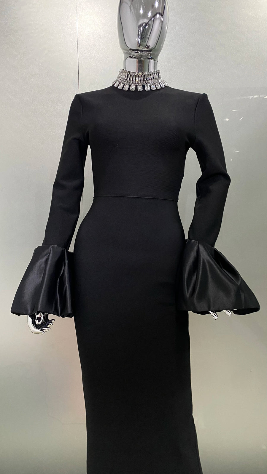 High Quality Women Sexy Flare Sleeve Sparkly Crystal Bodycon Bandage L ETERNA High Quality Women Sexy Flare Sleeve Sparkly Crystal Bodycon Bandage L ETERNA